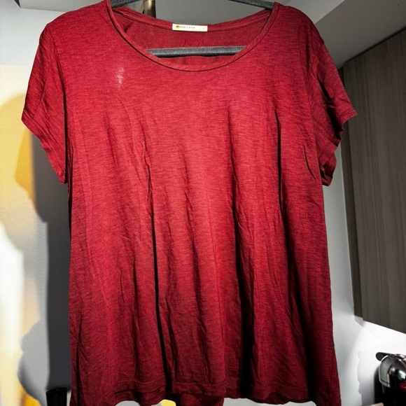 Marine Layer 50% Supima Cotton/50% Modal Scoop Neck Tee in Burgundy Color - Picture 2 of 6